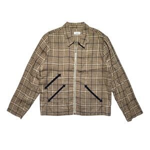 Linen plaid zippered jacket